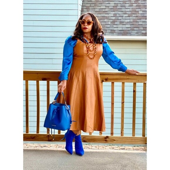 Anthropologie Avec Les Filles Faux Vegan Leather Midi Dress 1X Plus - Picture 2 of 10